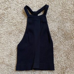 NWOT Free People Cropped Black Racer Back Tank XS